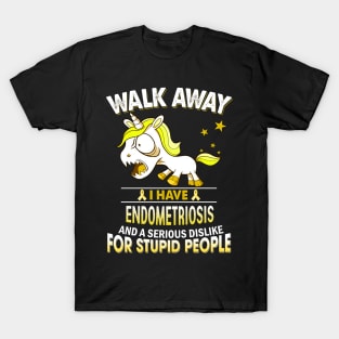 funny endometriosis grumpy unicorn warrior T-Shirt